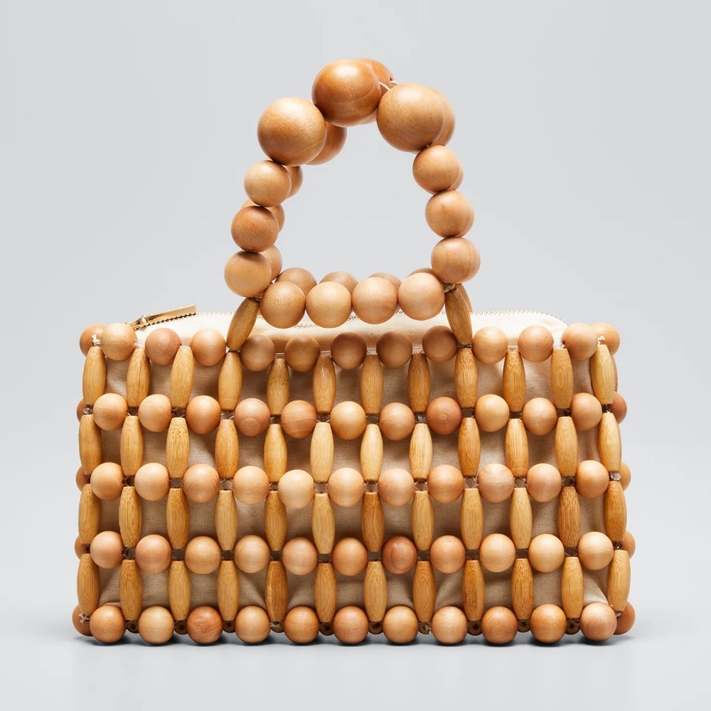 Cult Gaia Cora clutch in tan wood